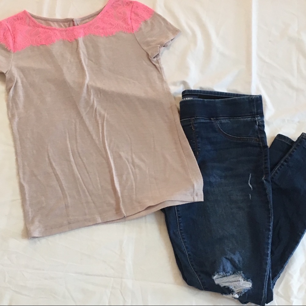 Loft lace detail tee